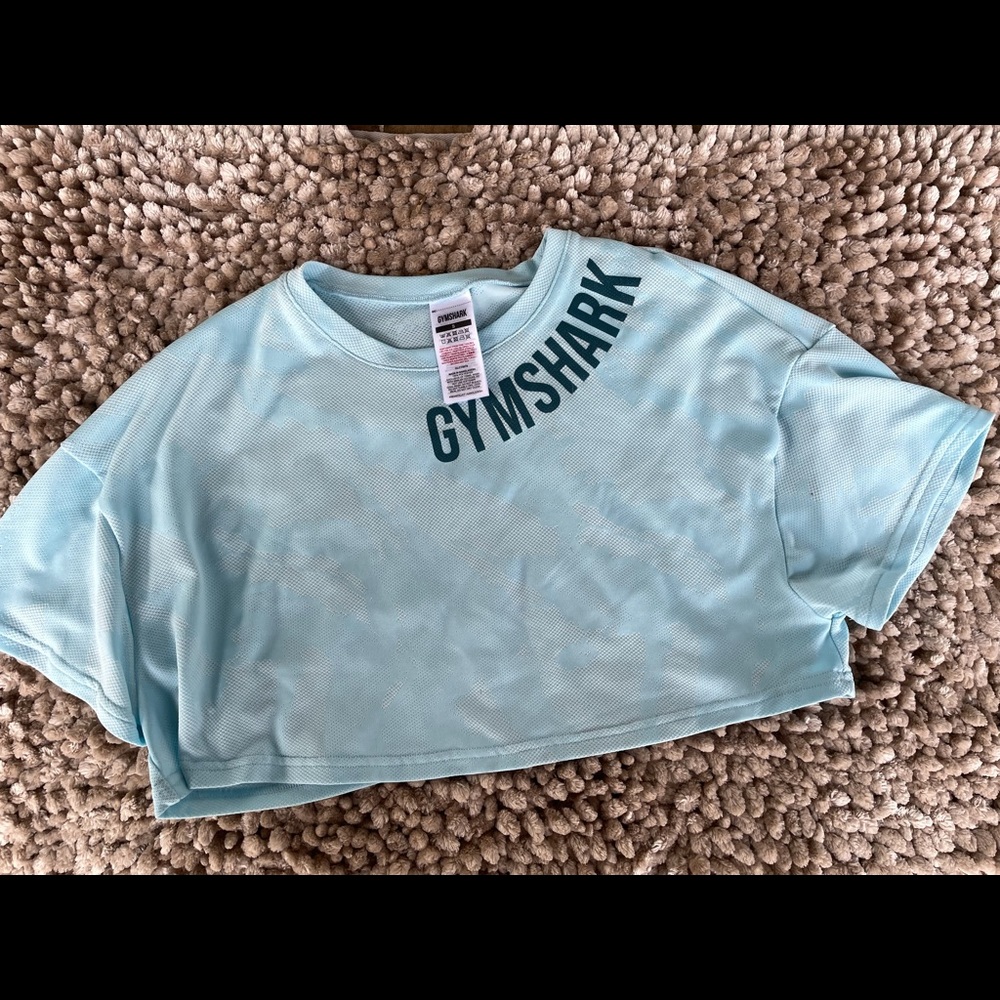 Gymshark Power Crop Top - Light Blue Print